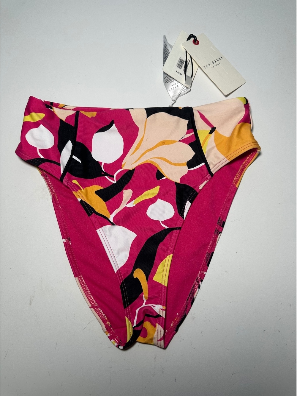 Ted Baker London High Waisted Bikini Bottoms in Floral Print Size 1